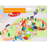 Set trenulete 80 piese My Busy Train din lemn